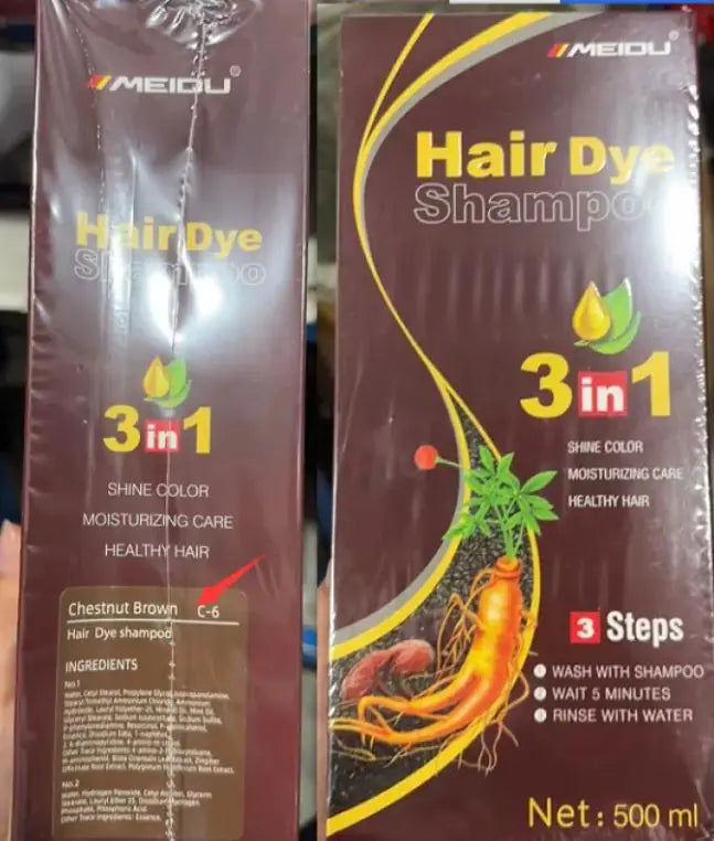 500ml Gray Hair Dye Darkening Shampoo 3in1 Instant Gray To Black Fast Natural Herbal Multiflorum